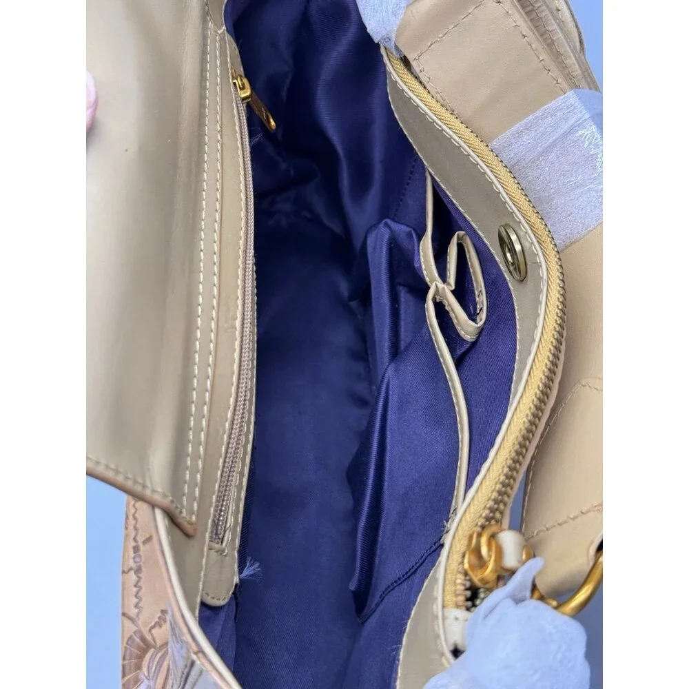 Sharif Hieroglyphic Embossed Leather Purse Satchel Removable Horus Keychain - Picture 9 of 13